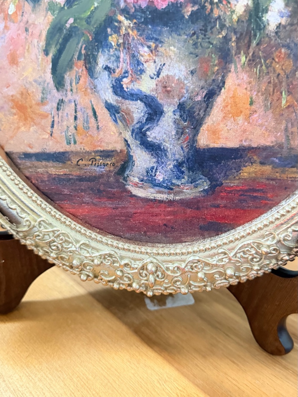 Camille Pissarro "Vase of Flowers" Framed Oval Art Print - Signed - Picture 4 of 12
